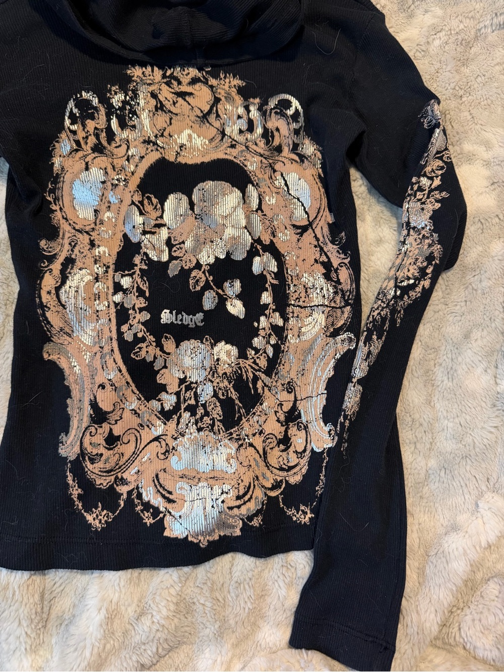 BOGO! 💕🌸 Sledge Black/Gold/Silver Hooded Long Sleeve Tee - Picture 2 of 2